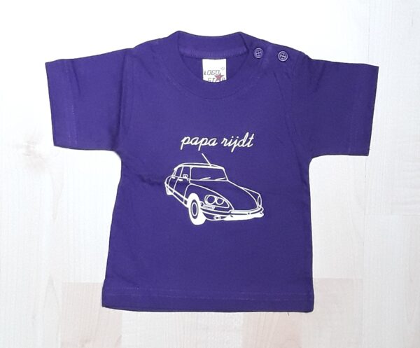 T-shirt DS "papa rijdt", diverse kleuren, kindermaat